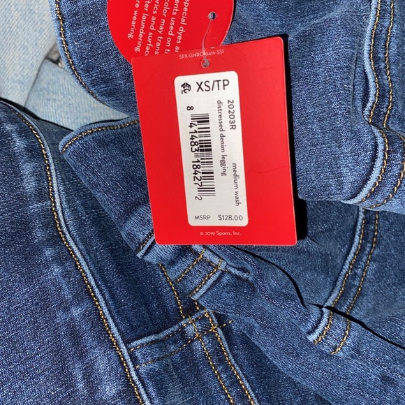 Spanx shape and lift distressed pull on skinny jeans NWT - Picture 8 of 9